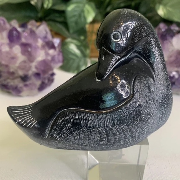 Aardik Collection Carved Black Soapstone Loon/Duck Bird Vintage 1972 Canada 4.25 - Picture 15 of 15
